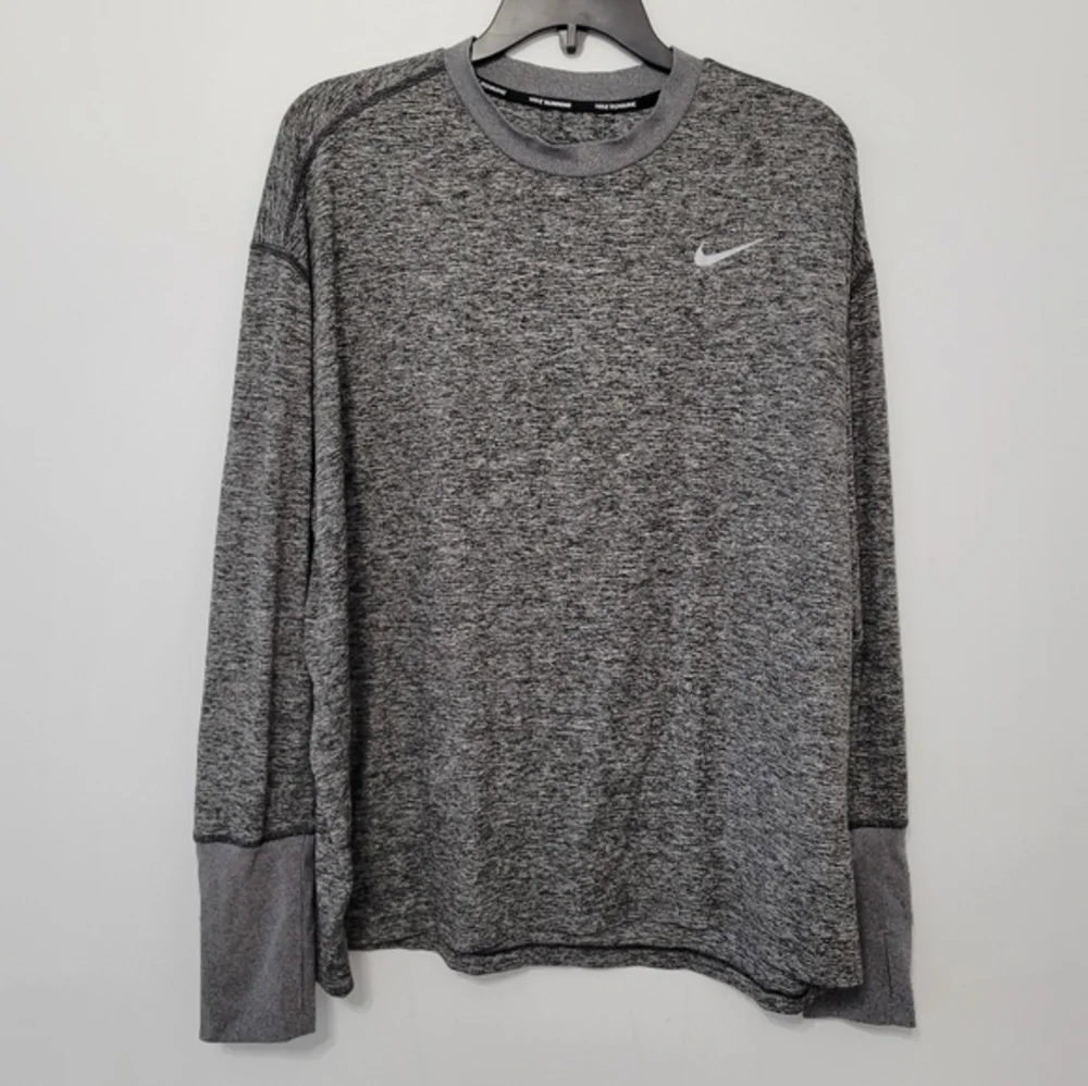 Nike Women's Element Long Sleeve Running Shirt‎ Size XXL Heathered Grey & Black